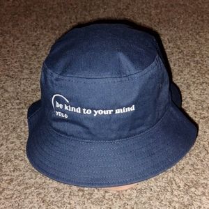 be kind to your mind YOLO Embroidered Bucket Navy Blue Hat Unisex